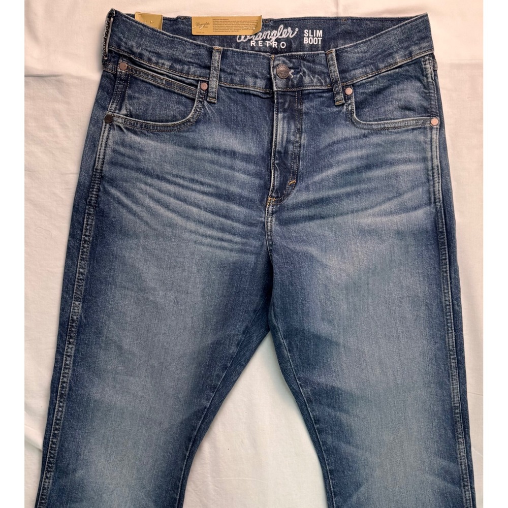 Wrangler Retro Slim Boot Jeans Mens 33x32 Medium Wash Western Denim - Picture 7 of 16